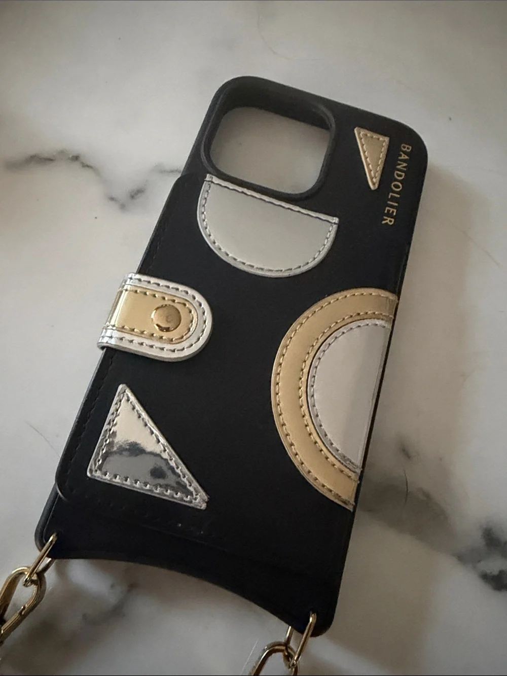 iPhone 16 Pro Max Bandolier Phone Case with Detachable Gold Chain